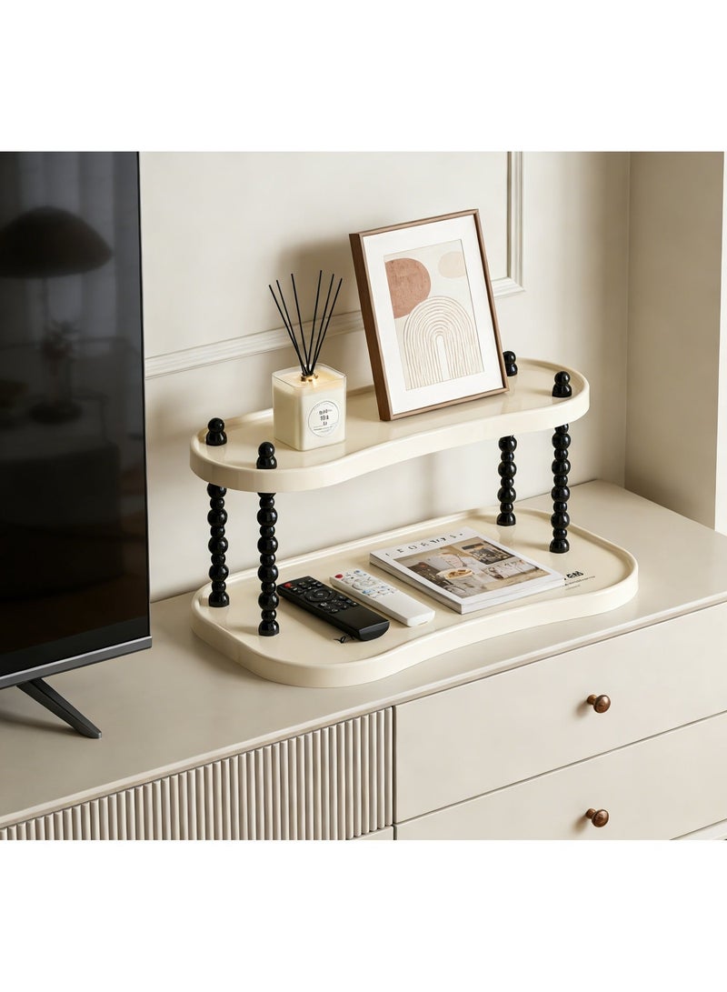 2-Tier Modern Organizer Shelf for Countertop - Adjustable Bathroom, Vanity & Coffee Bar Storage for Perfumes, Skincare, Mugs & Cups (38x25x22cm) - Image 2